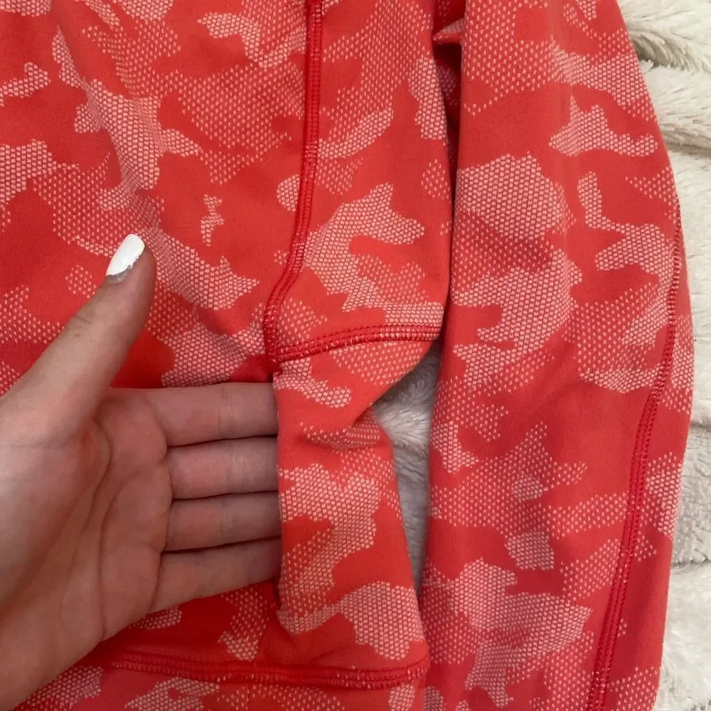 Lululemon Its Rulu Run Half Zip Heritage Camo Jacquard Pale Raspberry Pink Mist